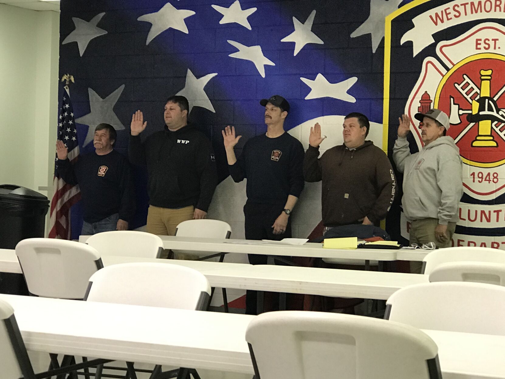 Westmoreland Volunteer Fire Department new officers and top call runners